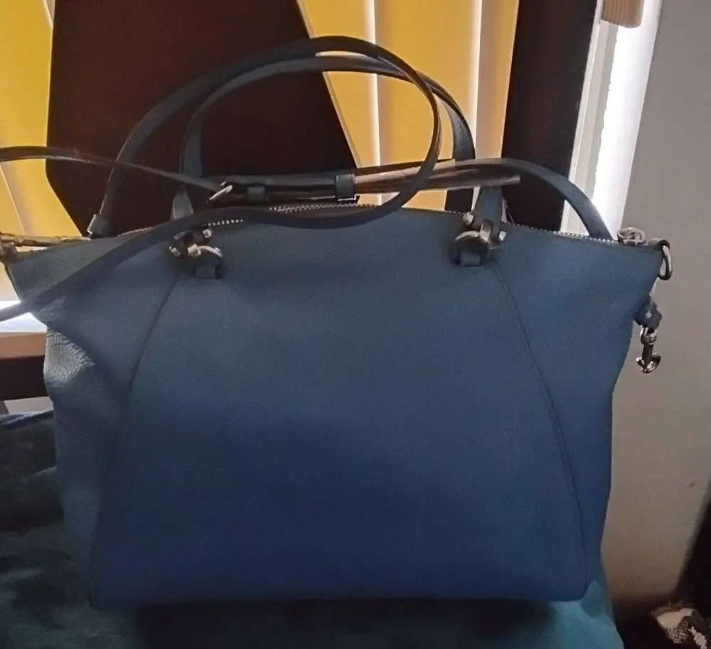 NWT~COACH Polished Pebble Leather Prairie Satchel in Cobalt Blue~$328 tag~